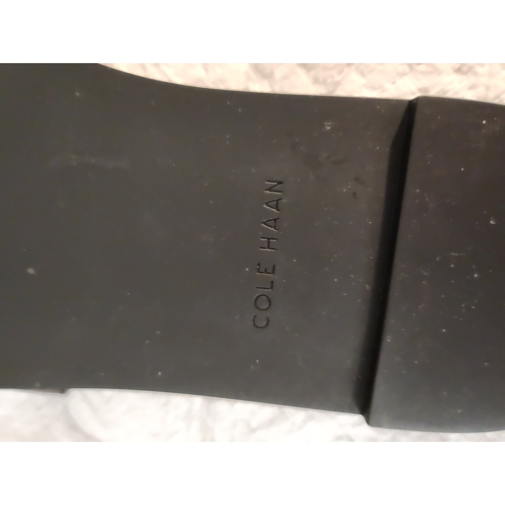 Cole Haan Flynn Logo Black Pebbled Leather Cutout Logo Slide Sandals Womens 8.5 - Picture 3 of 3